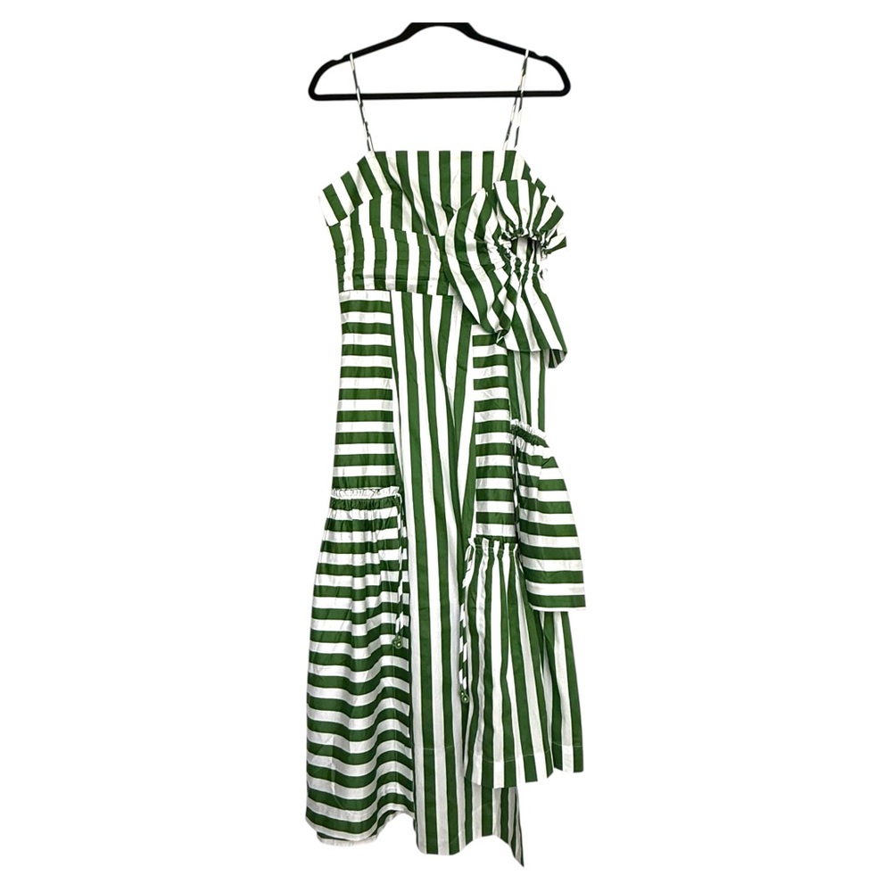 FARM Rio Tropical Flight Stripes Midi Dress, Green/White, NWT 🇧🇷 - Picture 8 of 16